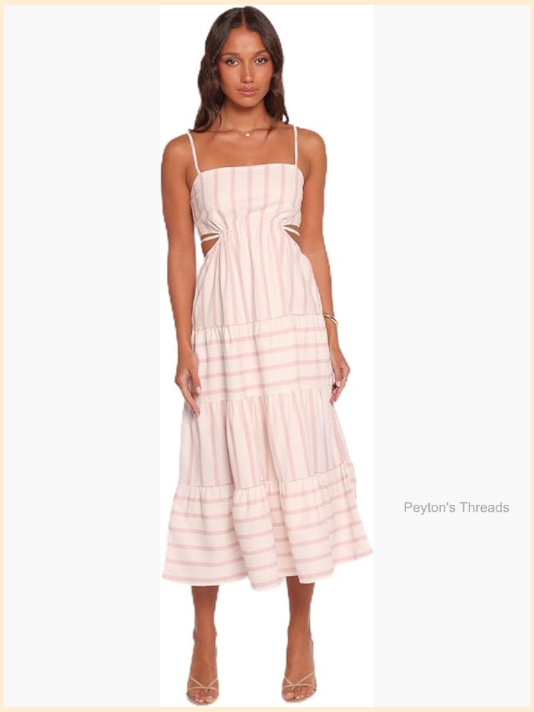 Midi A-Line Dress With Adjustable Straps And Open Back